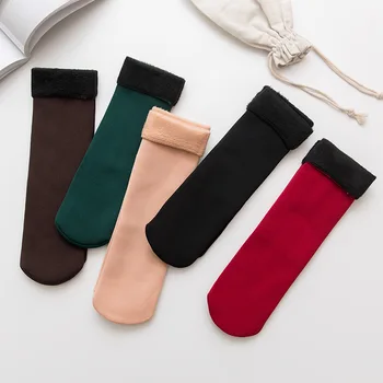 

Winter Warmer Women Thicken Thermal Wool Cashmere Snow Socks Seamless Velvet Boots Floor Sleeping Socks for Mens