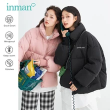 INMAN giacca invernale da donna minimalista colletto alla coreana piumino Multicolor sciolto All-Match piumino piumino bianco