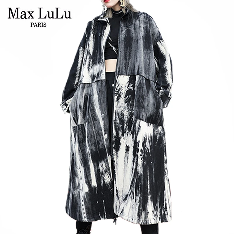 

Max LuLu Korean Fashion Luxury Streetwear Ladies Vintage Printed Trench Womens Punk Camouflage Coats Oversized Long Windbreakers