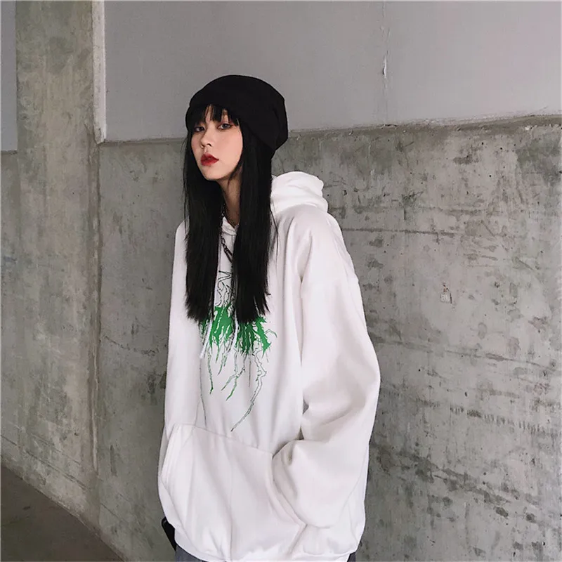 Lychee Girls Harajuku, Женские флисовые толстовки с капюшоном, Осенний женский топ с капюшоном, повседневные свободные женские флисовые толстовки