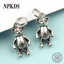 NPKDS 925 пробы Серебряный стереоскопический Медведь Шарм Подходит Браслеты& ожерелье& серьги DIY аксессуары 925 изготовление, поиск ювелирных изделий