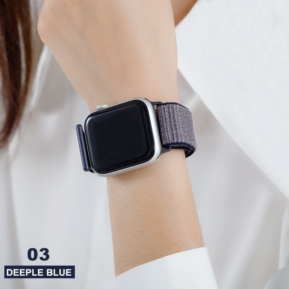 Deeple blue Тканый нейлоновый ремешок для apple Series 5, ремешок для часов 42 мм, 44 мм, 38 мм, 40 мм, спортивный нейлоновый браслет для iwatch 4/3/2/1 - Цвет ремешка: Deeple blue