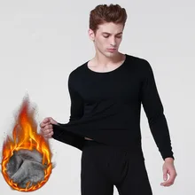 Осенне-зимнее мужское термобелье с круглым вырезом из бархата кораллового цвета плюс толстый бархатный хлопковый свитер Qiuyi Qiuku костюм