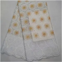 Швейцарские кружева ткань из Дубая сухая кружевная ткань Высокое качество хлопчатобумажная кружевная ткань Tissu Dentelle для вечерние 5 ярдов