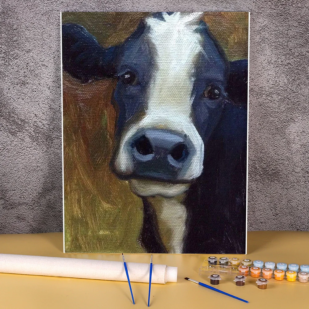 Animal Cow DIY Painting By Numbers Package Oil Paints 40*50 Canvas Pictures Handmade Crafts For