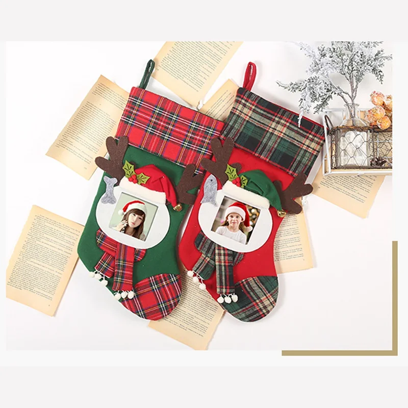 Christmas Stocking Creative Transparent Photo Frame Christmas Candy Stocking Lovely Gift Bag For Christmas Decoration