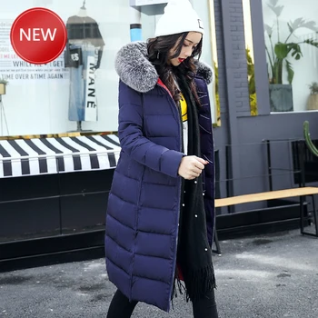 

coat fur collar thicken warm long jacket female plus size 3XL outerwear parka ladies chaqueta feminino 2019 winter women hooded