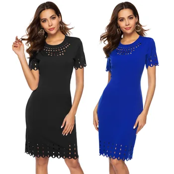 

Characteristics Burning Flowers Hollow out Short Sleeve Slim Fit Skirt Solid Color Irregular Casual Dress 1742