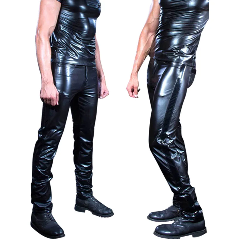 

Plus Size Underwear Men's Strapon Pants Stage Performance Sexy Gay Fetish Men Latex leggings Faux Leather PVC Club Dance Wear