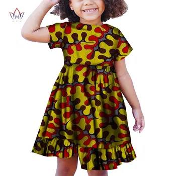 

Fashion Summer Children Short Sleeves Dresses Traditional African Clothing Bazin Riche Kids Clothes Girls Dresses WYT310