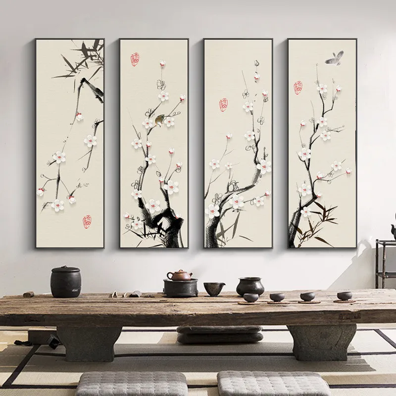 

Abstract Traditional Chinese Style Plum Blossom Flower Porch Living Room Home Print Painting Decorative Pictures Canvas Wall Art