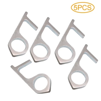 

5PCS Portable Press Elevator Tool Hygiene Hand Anti-Microbial Alloy EDC Door Opener Door Handle Key Metal Door Opener