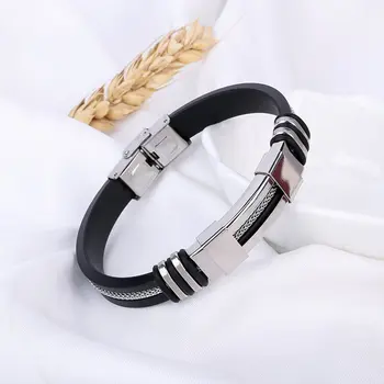 

Male Bracelets Exquisite Boy Chain Universal Silicone Stainless Steel Men Bracelet Eye-Catching Men Ornaments