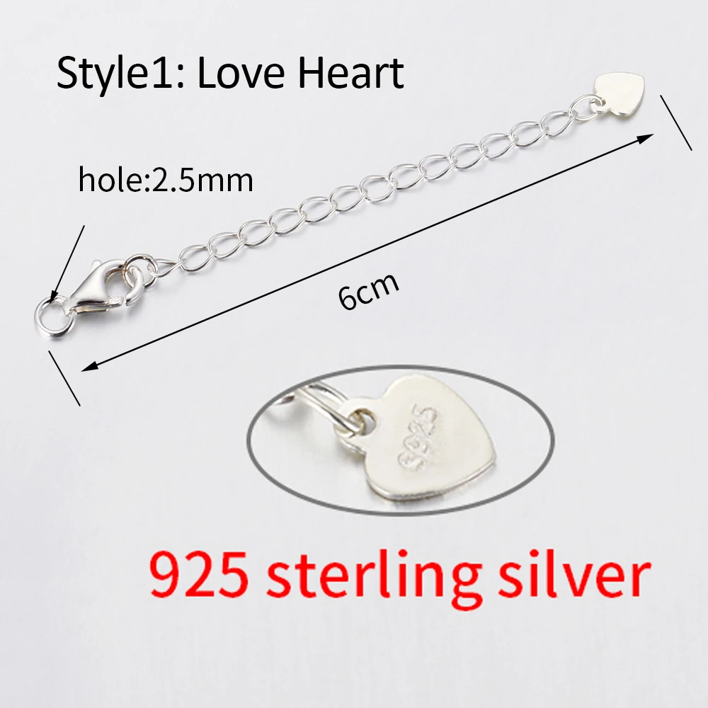 Solid 925 Sterling Silver Twisted Oval Cable Chain Extender With Heart Tag  For Chain Necklace - Jewelry Findings & Components - AliExpress