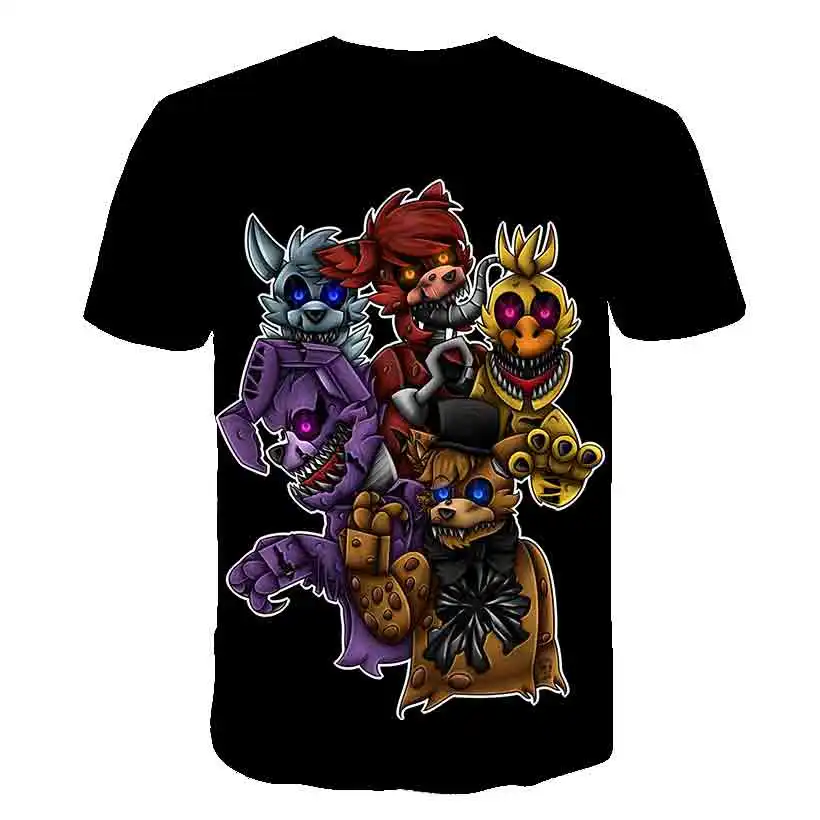 Футболка Funny Game Fnaf 3D для мальчиков футболка FNAF Five Nights at Freddy's Summer Streetwear аниме