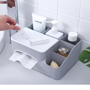 

Makeup Organizer Plastic Remote Controller Tissues Make Up Tools Grid Organizer Storage Box Case Muti-functional Organizer Box
