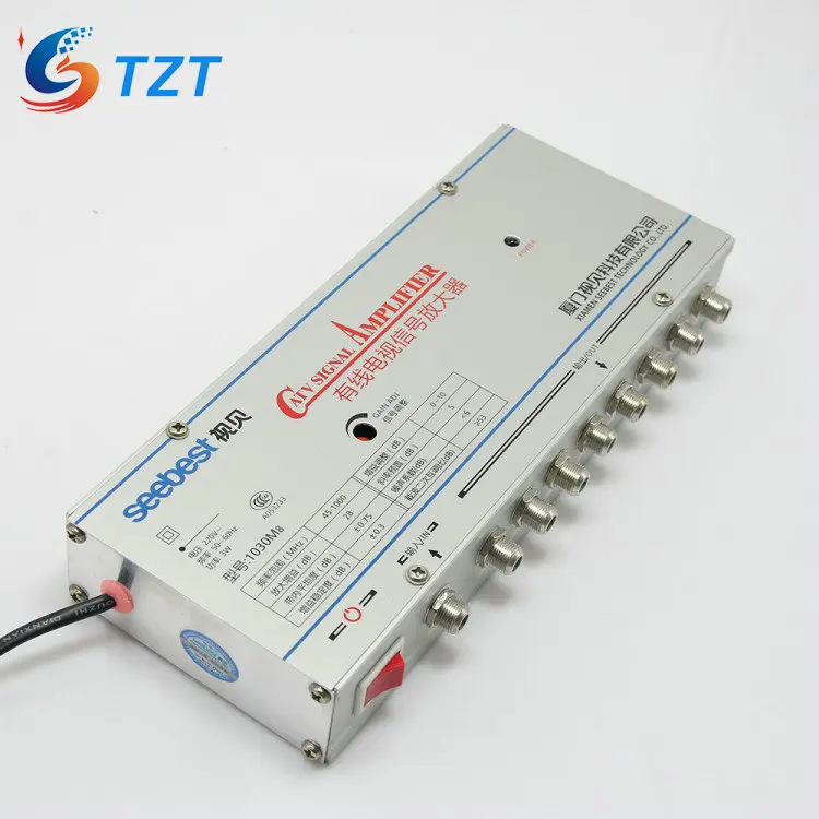 TZT SB 1030M8 8 Way CA Усилитель ТВ сигнала Sat Cable TV разделитель усилителя Booster 30DB|cable amplifier