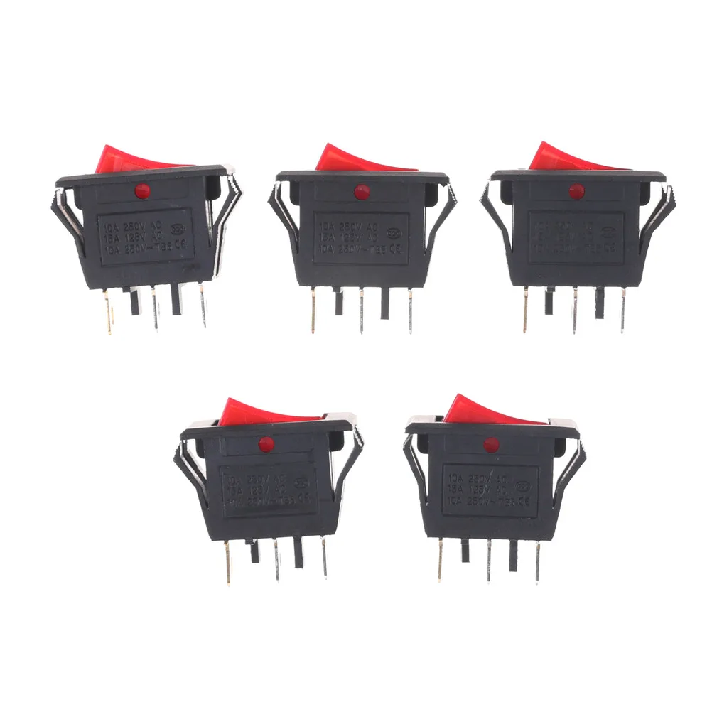 5 шт. переключатель оптом красный лодочный кулисный AC15A/250V 20A/125V ON-OFF SPST 2 3 Pin |