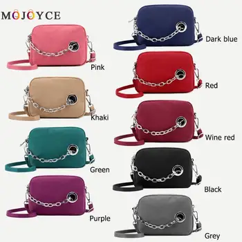 

Solid Color Chain Shoulder Messenger Handbags Women Nylon Crossbody Bags
