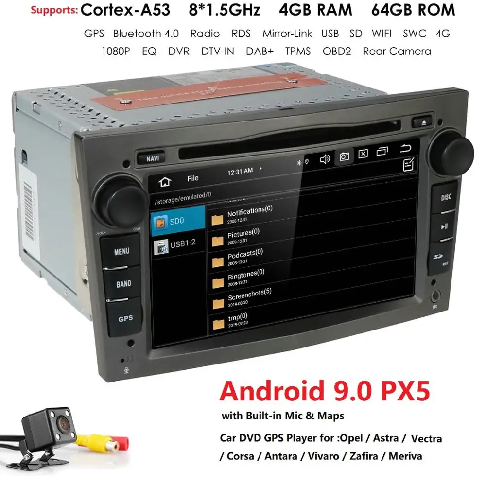 cheap PX5 4G+64G WIFI 2Din Android 9.0 Car DVD GPS For Opel Vauxhall Astra Meriva Vectra Antara Zafira Corsa Agila 7\