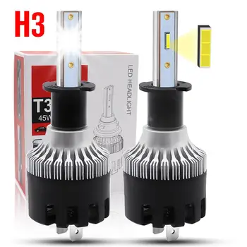 

1pair 45W H3 LED Car Headlight Bulbs 6000LM 6500K White CSP chip IP65 Waterproof Auto Front Headlamp Fog Lights DC 9-36V