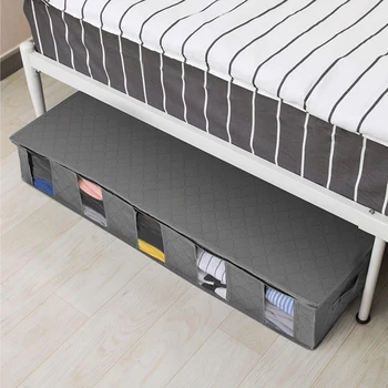 

Foldable Fabric Storage Bag, Water Resistant,Zippered Lids,Under Bed Deep Storage Bin For Storing Clothes, Blankets, Shoes