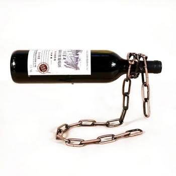 

European Magic Suspended Chain Wine Rack Metal Chain Support Wine Holder Crafts Creative Home Decoration Novelty Birthday Gift