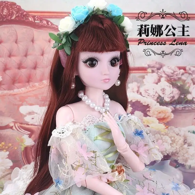60 см 20 подвижные швы белая кожа Bjd куклы принцесса платье девушки игрушки 3D глаза одежда Обувь Аксессуары BJD кукла игрушка для девочек - Цвет: Doll 1 dress 2 sets