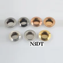 10Pcs Stainless Steel Round Recessed Flush Finger Pull For Furniture Cupboard Cabinet Door Drawer Copper Gold Iron Grey Black