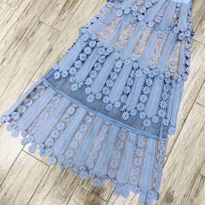 Цянь Хан Цзы дизайнерское модное подиумное Макси Платье женское с коротким рукавом выдалбливают вышитые кружева элегантные длинные платья для вечеринок