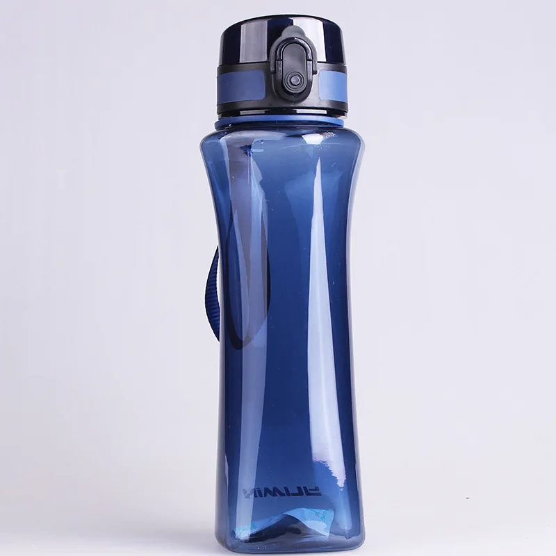 600 мл большая емкость, Спортивная бутылка для воды, портативные пластиковые бутылки для воды без бисфенола, бутылка для напитков в тренажерном зале - Цвет: Синий
