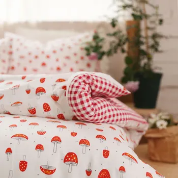

Cute cartoon red Mushrooms bedding set teen kid,cotton unusual twin full queen home textile bed sheet pillow case duvet cover
