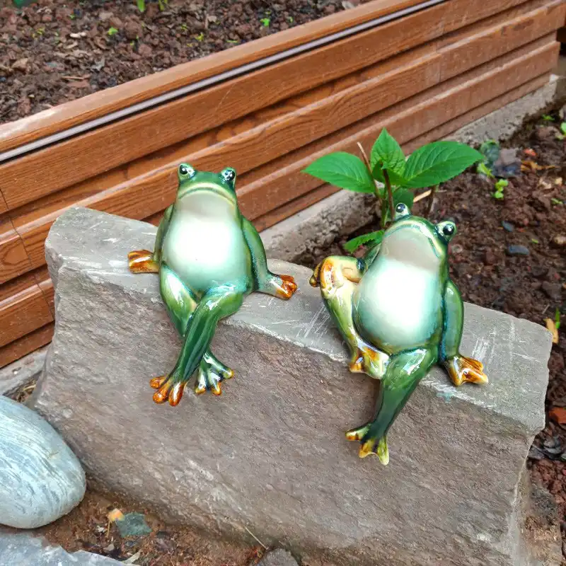 ceramic animals couple frog sculptures garden decoration outdoor creative home ornaments