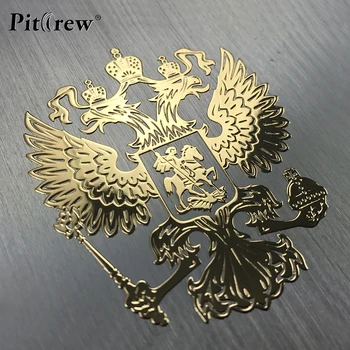 

Coat of Arms of Russia Nickel Metal Car Stickers Decals Russian Federation Eagle Emblem for Car Styling
