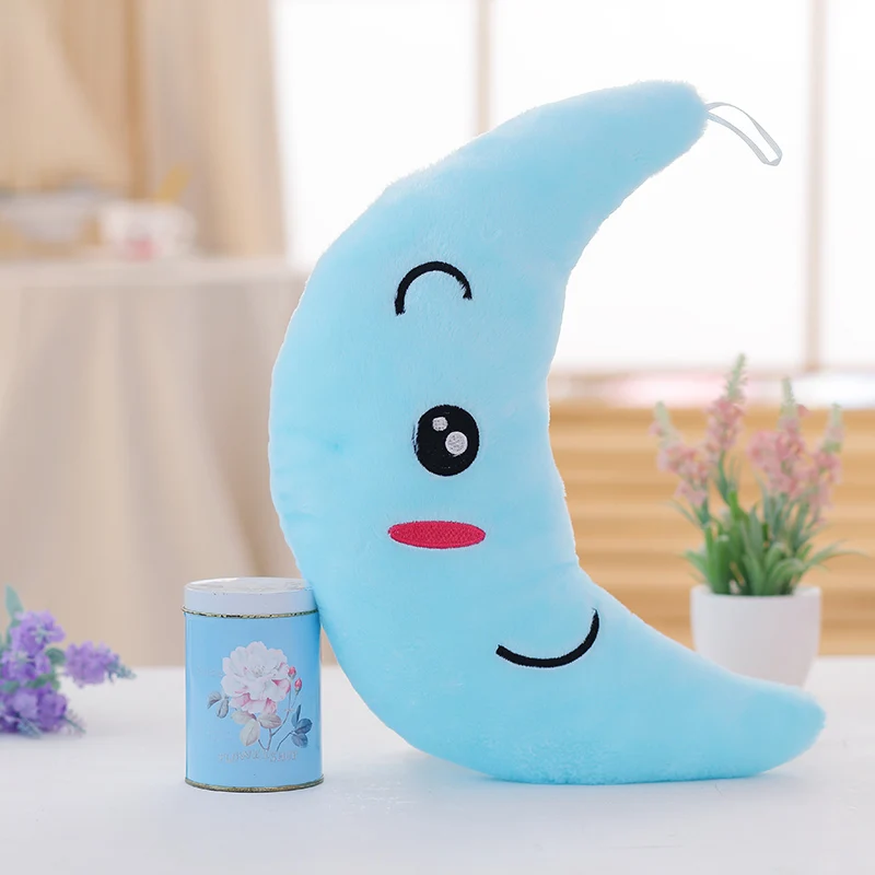 Blue Moon 34CM Creative Toy Luminous Pillow Girls Led Cushion Toys Kids Colorful Plush Light Gift Stuffed Soft Glowing Children For Stars - Цвет: Blue Moon