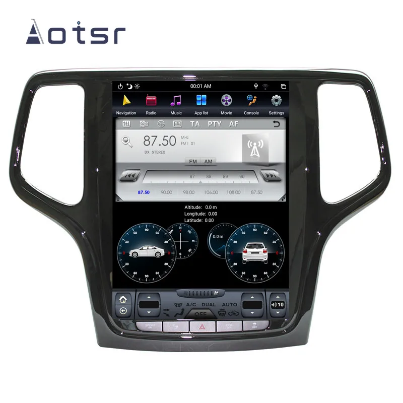 Perfect Aotsr Tesla 10.4“ Vertical screen Android 8.1 Car DVD player GPS For Jeep Grand Cherokee 2014-2018 built in carplay Bluetooth 4