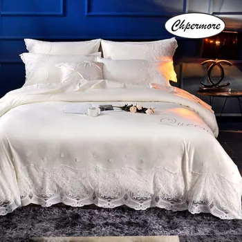 

Chpermore European washed 100% silk Bedding set Cotton Duvet cover Sets Bed Sheets pillowcases 3/4 PCS Twin Queen King Size