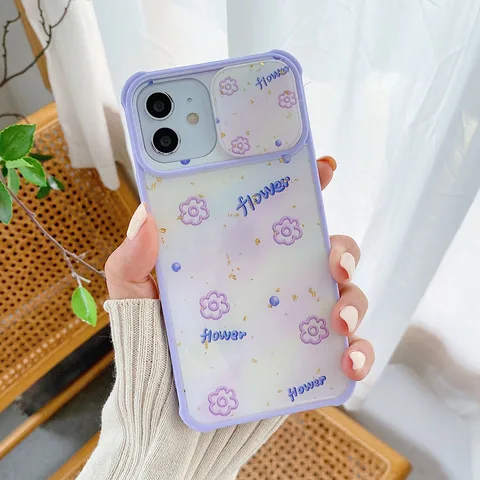 Gold Foil Flowers Phone Case For iPhone 12 11 Pro Max 7 8 Plus X XR XS Max Soft Camera Lens Protection Cover Coque Funda