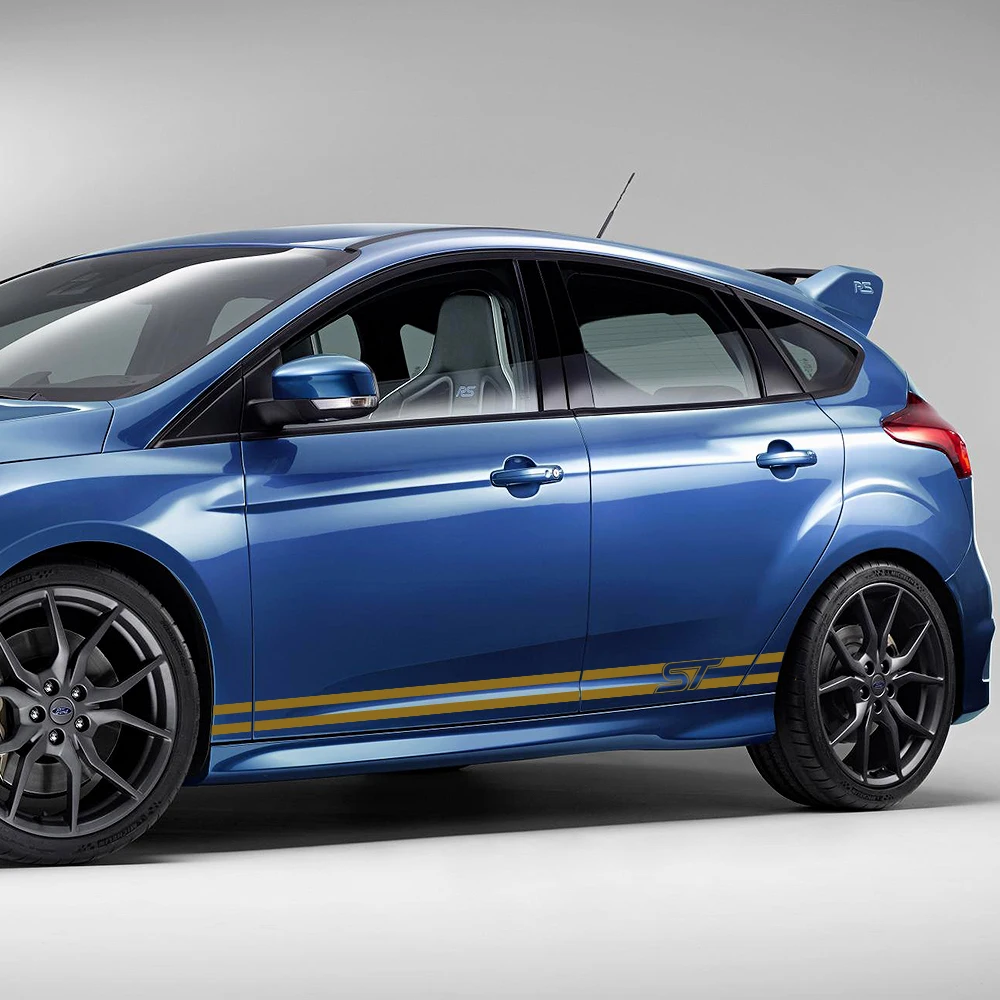2 шт./лот наклейки для стайлинга автомобилей для Ford Focus ST Sport боковой двери юбки Полосы Светоотражающие Авто кузова Декор виниловые наклейки аксессуары
