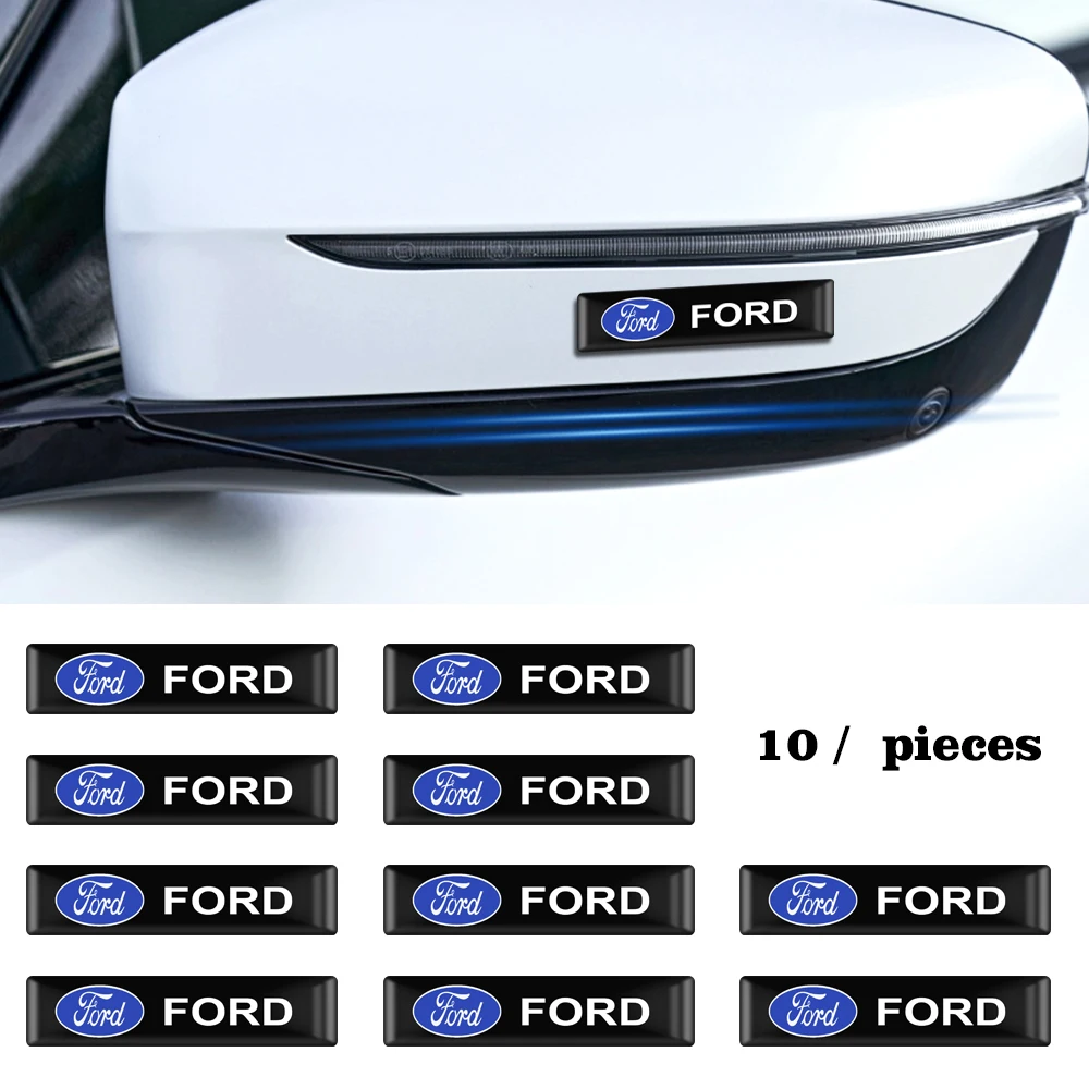 

10pcs Car Decorative Badge Steering wheel Epoxy sticker For Ford Fiesta EcoSport ESCORT Ranger Mondeo Mustang FOCUS 2 3 4 5
