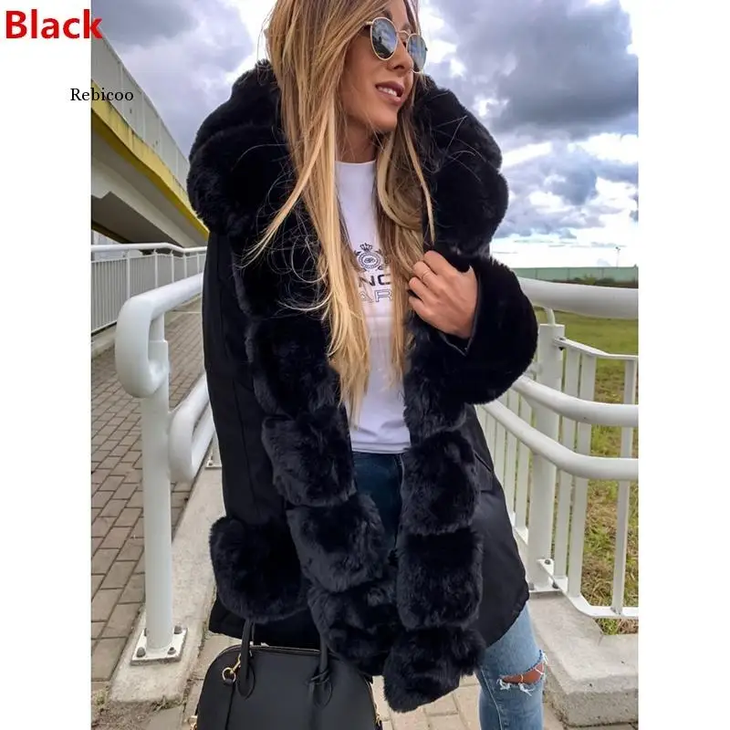 Women's Winter Parka Coats Long Cotton Casual Fur Hooded Jackets Women Thick Warm Winter Parkas Female Overcoat Coat