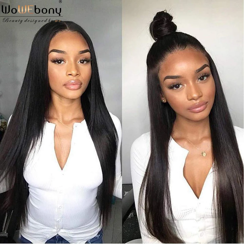 

Lace Front Human Hair Wigs Brazilian 150 Density 4*1 Lace Part Wig Pre Plucked Remy Lace Topline Wig Glueless For Women WoWEbony
