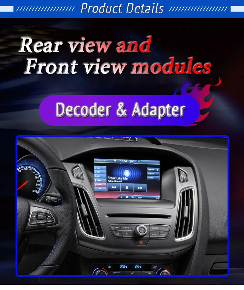 For Ford Focus 2011~2020 Rear View Camera Adapter Reversing Parking Original Car Screen Upgrading Back Up Camera Module Decoding DXZDR