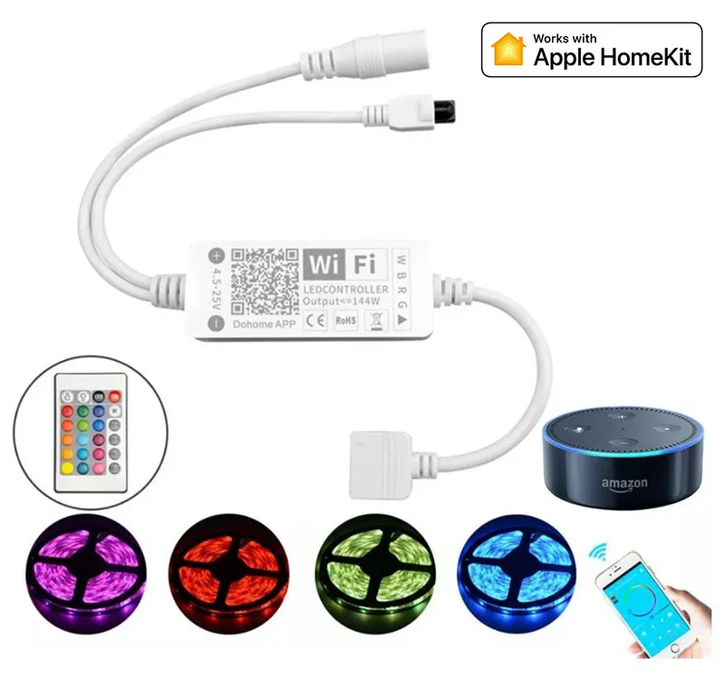 

DC5-25V 144W 5Pin LED Strip Light Controller Dohome APP WiFi RGBW Voice Control Work With Alexa Google Assistant