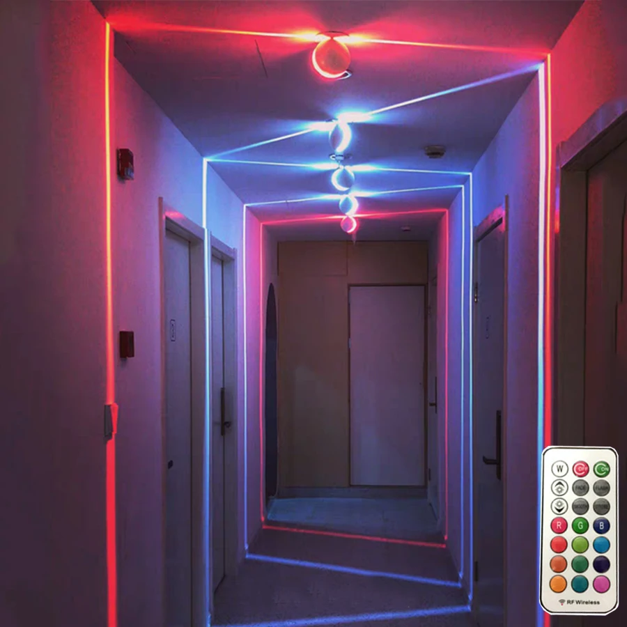 Thrisdar 10 Вт затемнения RGB светодиодный настенный светильник с дистанционной линией рама для дверей и окон лампа спальня КТВ отель коридор крыльцо настенные светильники