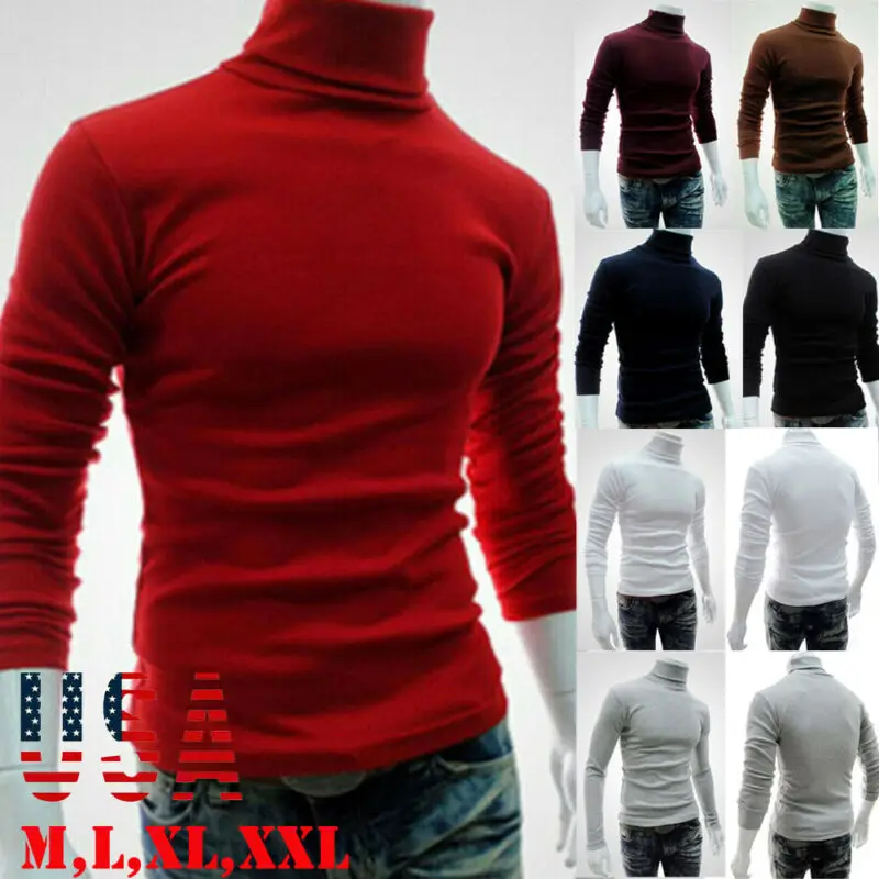 Jersey de algodón con cuello alto para hombre, ropa de calle a la moda, Jersey cálido de invierno, Tops de cuello alto, 2020