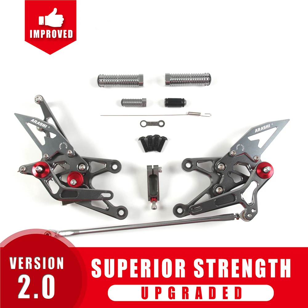 Arashi для YAMAHA YZF R1 2007 2008 07-08 ЧПУ Регулируемые подножки для ног Rider задние наборы Rearset Подножка для ног алюминий - Цвет: Gray
