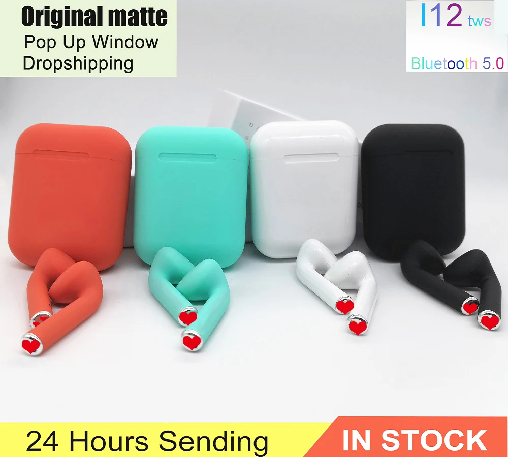 Farbe I12 TWS Drahtlose Bluetooth Kopfhörer Bluetooth 5,0 Kopfhörer Wireless Headset Sport Touch Control Mini Kopfhörer Ohrhörer