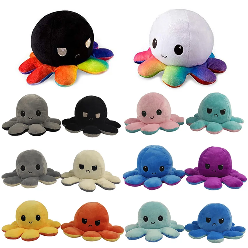 

1PC Cute Octopus Plush Doll Reversible Stuffed Plush Toy Soft Double-sided Flip Octopus Doll Children Girls Doll Home Decoration