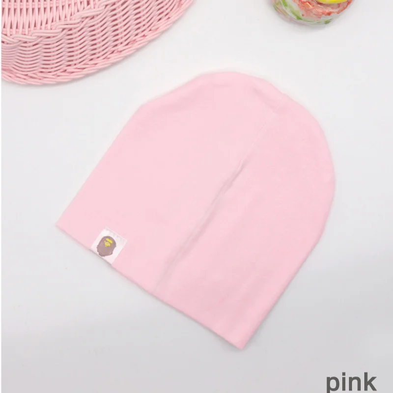 pink Новая детская шапка в стиле хип-хоп для уличных танцев, хлопковая шапка для малышей на весну и осень, шарф для мальчиков и девочек, зимняя теплая одноцветная детская шапка - Цвет: pink